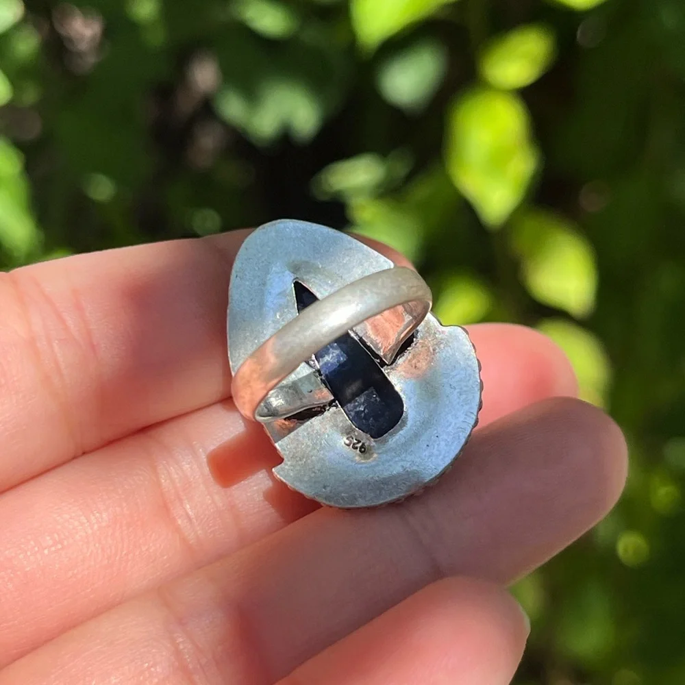 Size 6.25 925 silver plated‎ sodalite ring